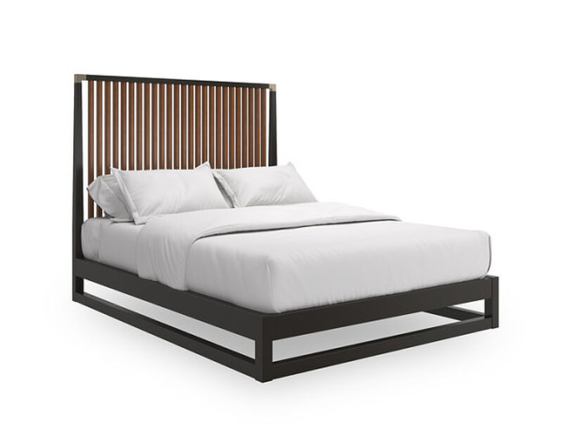 Pinstripe King Slatted Bed Dark