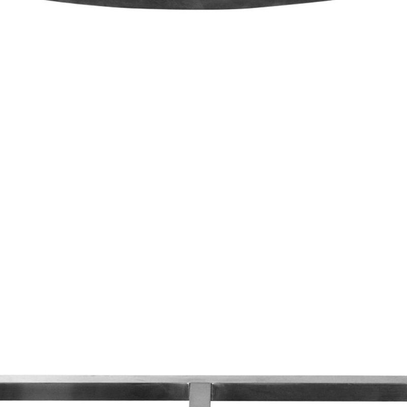 HomeRoots 28" Brown And Silver Stainless Steel Low Back Bar Height Bar Chair image number 2