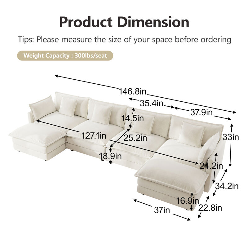 Ponisp U-Shape Sectional Sofa image number 5