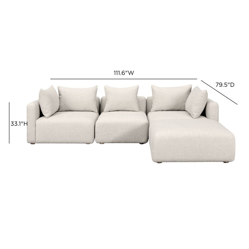 Hangover Textured Fabric 4-Piece Modular Sectional image number 3
