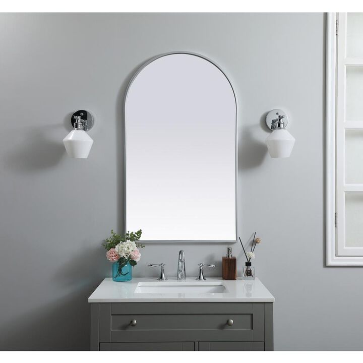 Elegant Decor Metal Frame Arch Mirror 24x40 Inch in Silver