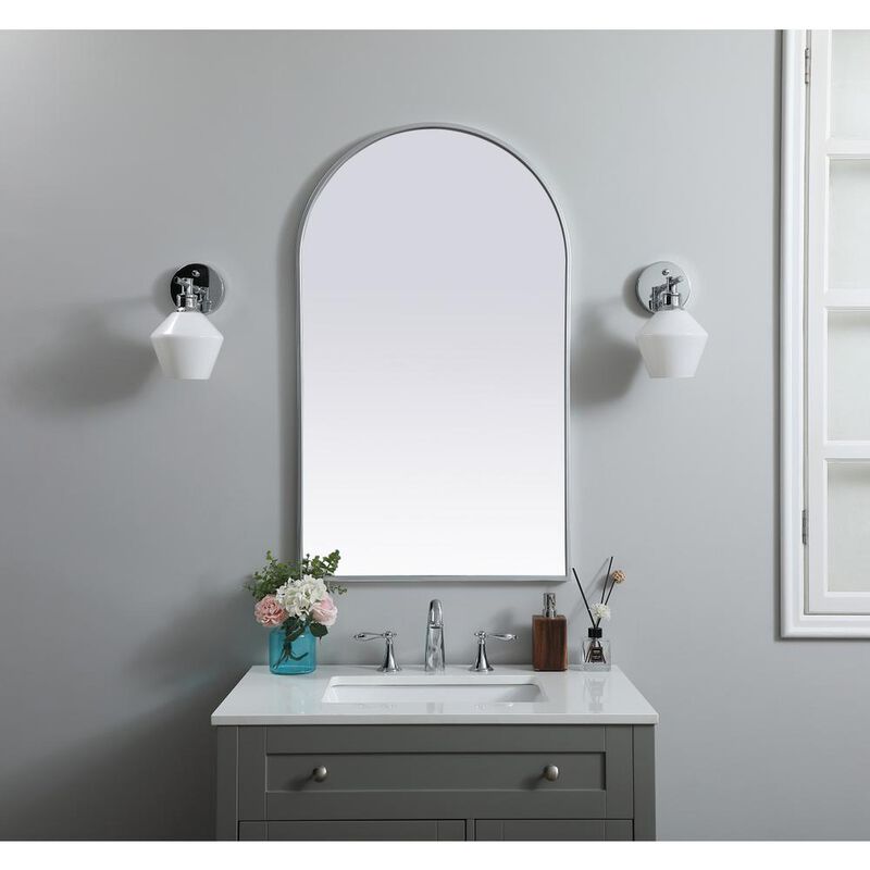 Elegant Decor Metal Frame Arch Mirror 24x40 Inch in Silver