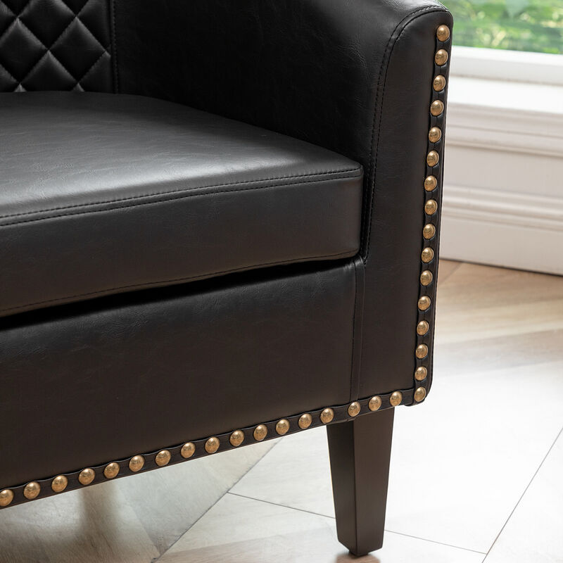 Logan Faux Leather Tufted Club Chair