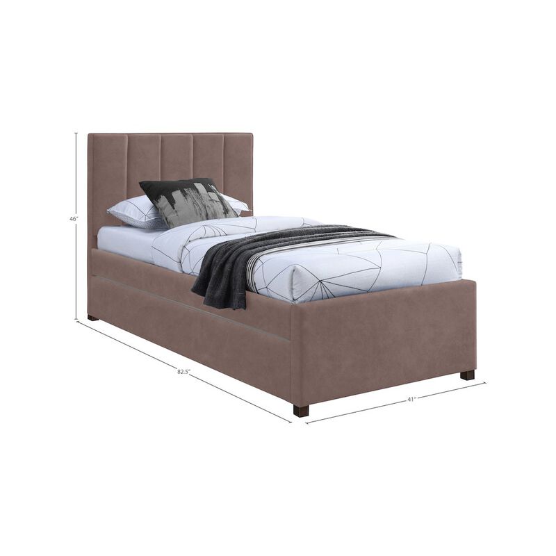 Meridian Furniture Hudson Brown Vegan Leather Twin Trundle Bed