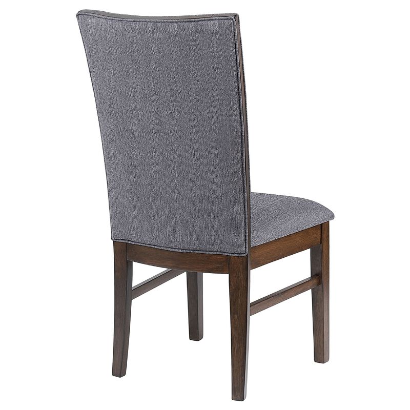 Sher Side Dining Chair Set of 2, Foam Fill Gray Fabric Seat, Brown Wood image number 6
