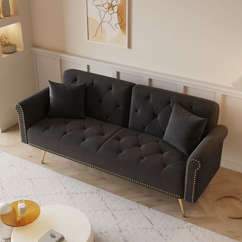 Merax Light Luxury Velvet Convertible Sofa Bed Loveseats image number 1
