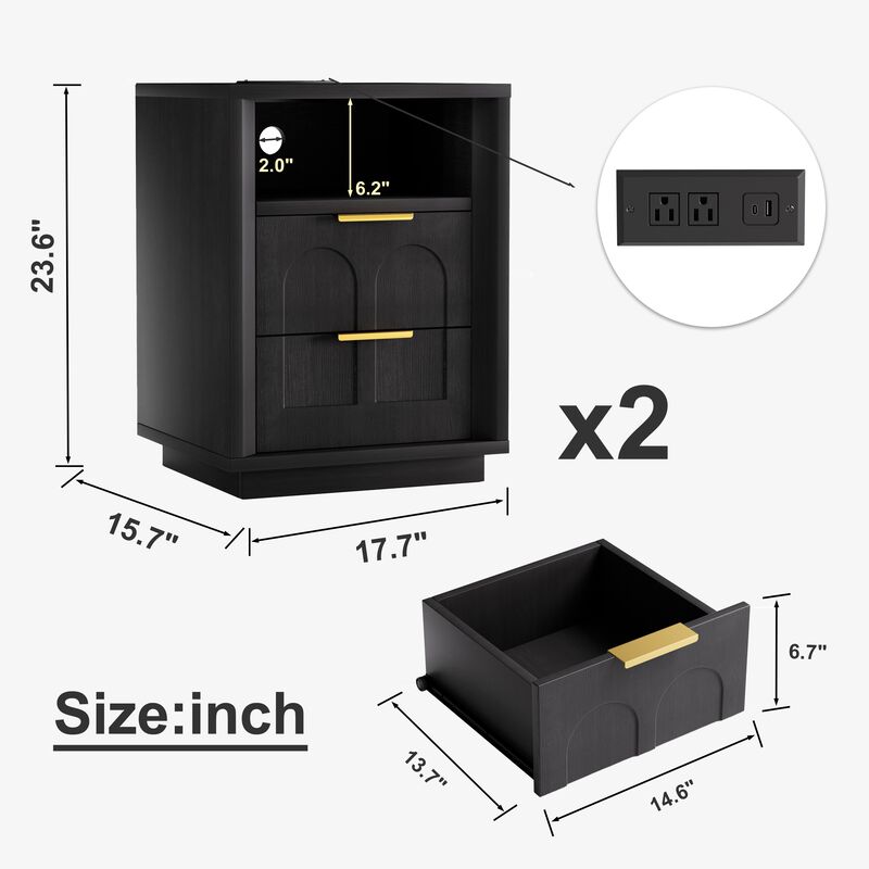 Fonkwa two-piece bedside table set image number 9