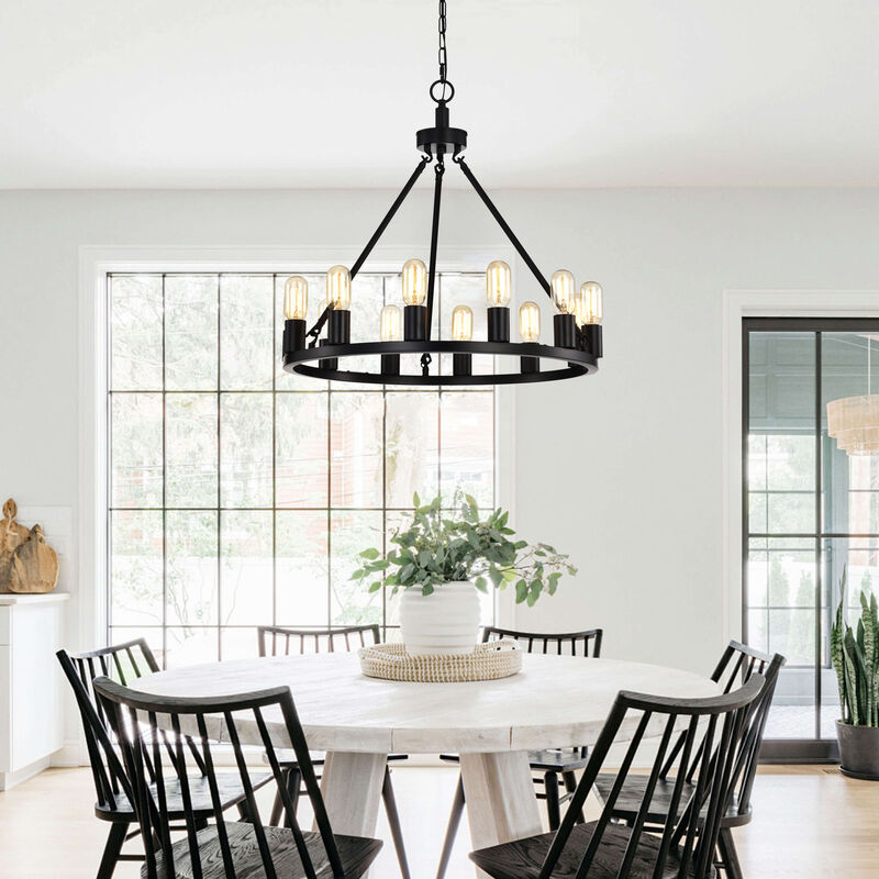 Ester Black 12-light Metal Round Chandelier image number 2