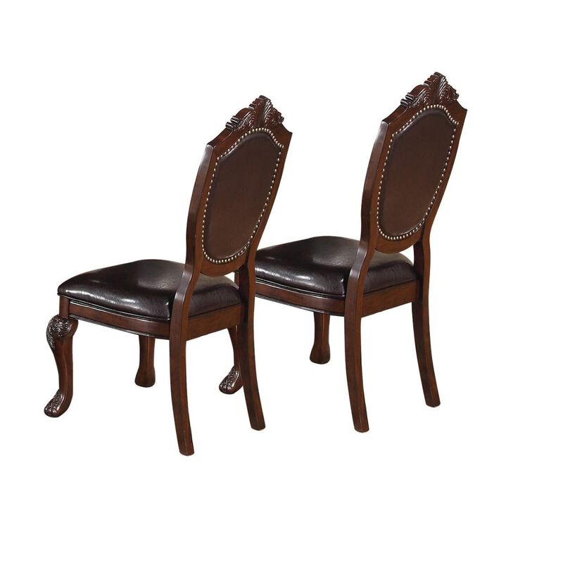 Streamdale Elegant Formal Side Chair Set (Brown Rubberwood) image number 3