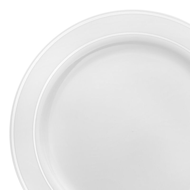 6" White with Silver Edge Rim Plastic Pastry Plates (240 plates) image number 8