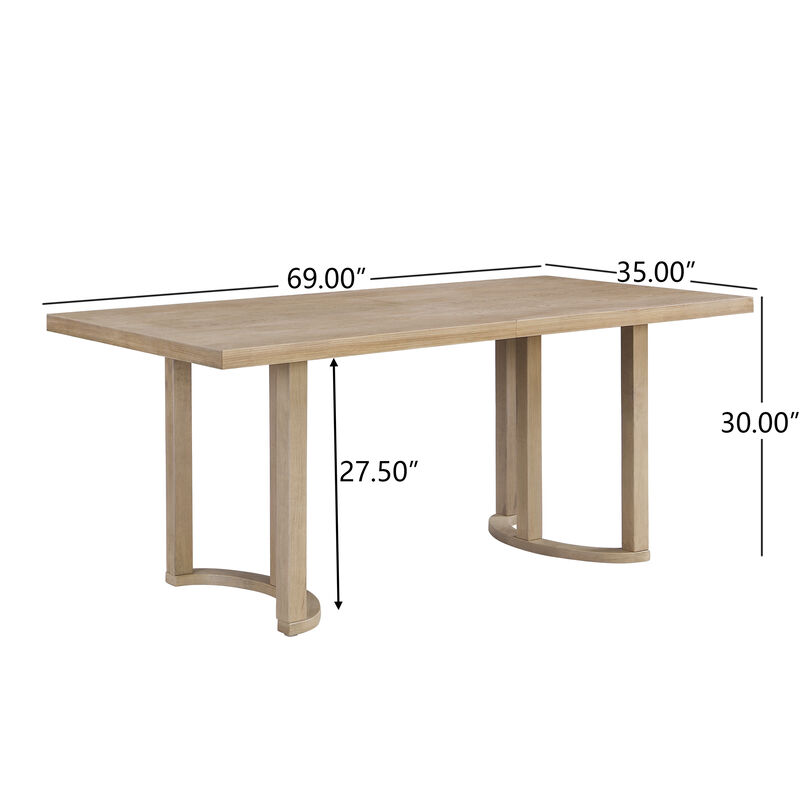 Christopher Knight Home Luoma 69" Rubberwood Modern 6 Seater Rectangle Dining Table