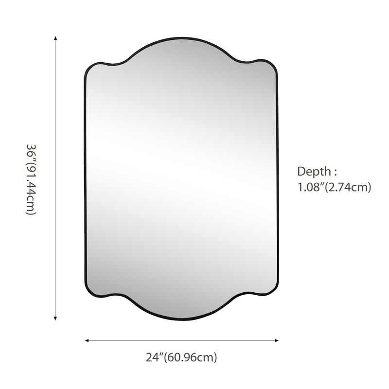 Louisa Medium Scalloped Rectangular Metal Framed Wall Mirror