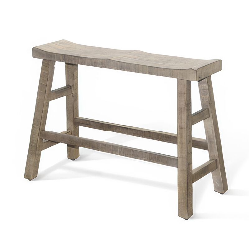 Rena Counter Height Bench, 33 Inch Light Brown Mahogany Wood Frame - Benzara