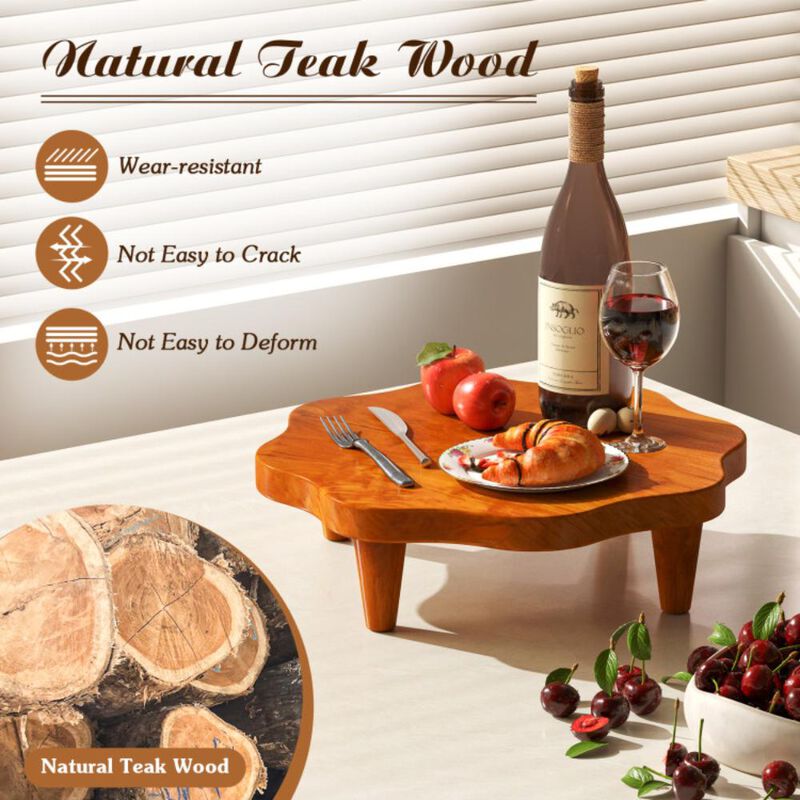 Hivvago 16" Teak Wood Pedestal Stand for Aroma and Snacks
