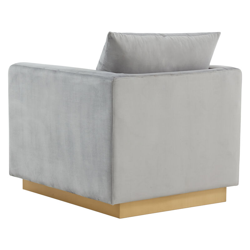 LeisureMod Nervo Velvet Accent Armchair With Gold Frame