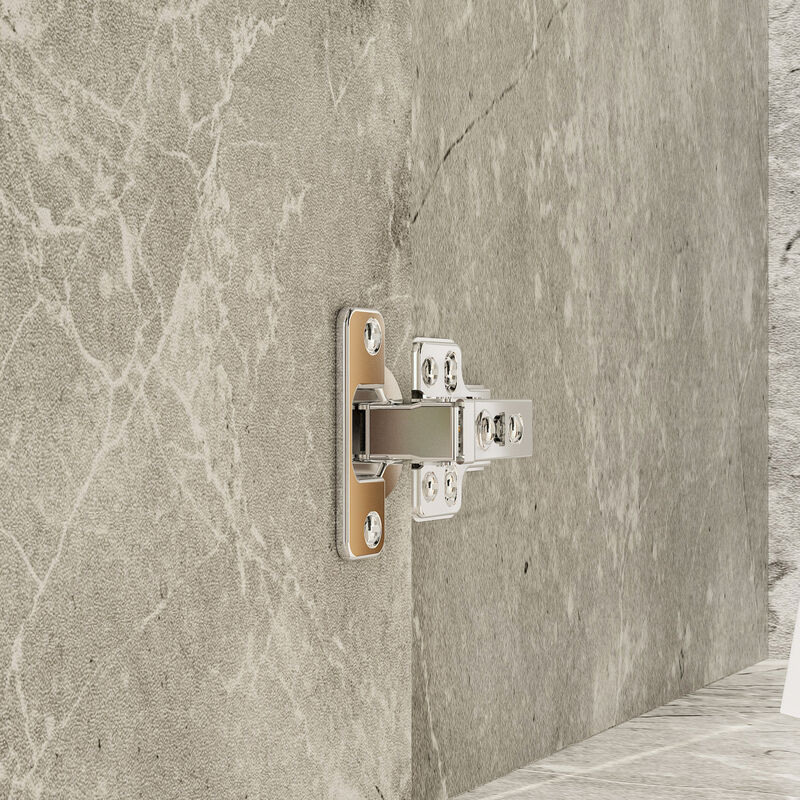 FUFU&GAGA Modern Reception Desk with LED Light Strips, Large Work Surface, Storage Cabinets & Open Shelves, Marble & Brown Finish (94.5 in.  W x 63 in.  D x 41.3 in.  H)