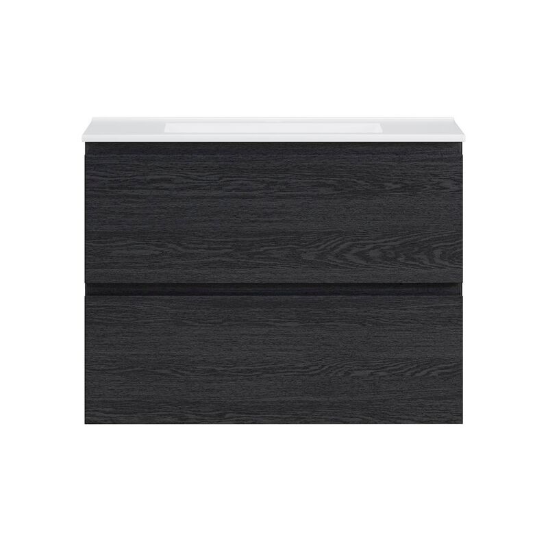 Liberte 30" Wall-Mounted Bathroom Vanity in Black Oak with Sink Top image number 0