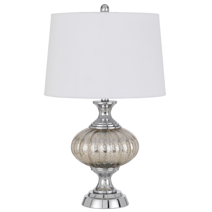 Hivvago 27" Silver Metallic Metal Table Lamp With White Empire Shade