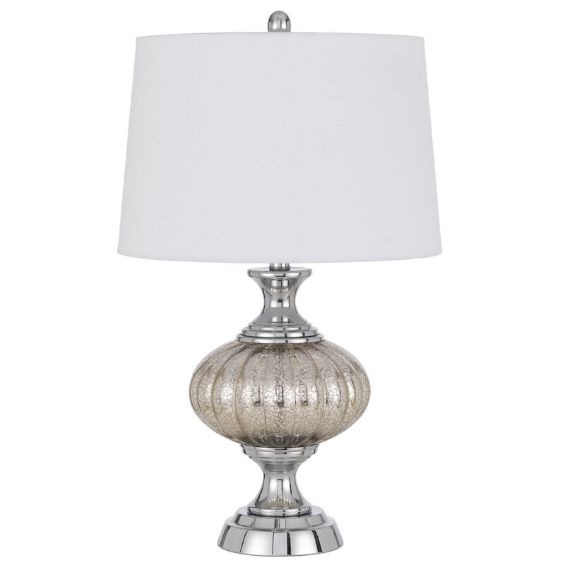 Hivvago 27" Silver Metallic Metal Table Lamp With White Empire Shade