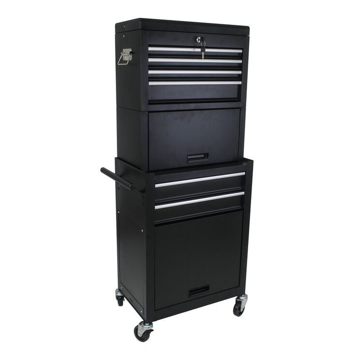 High Capacity Rolling Tool Chest with Wheels and Drawers, 6-Drawer Tool Storage Cabinet--BLACK