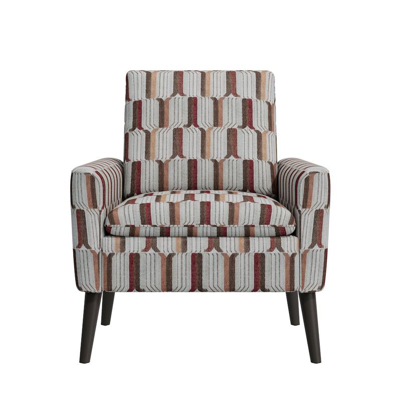 HL Home Furnishings Mid-Century Modern Armchair in Tan, Cream and Red Stripe