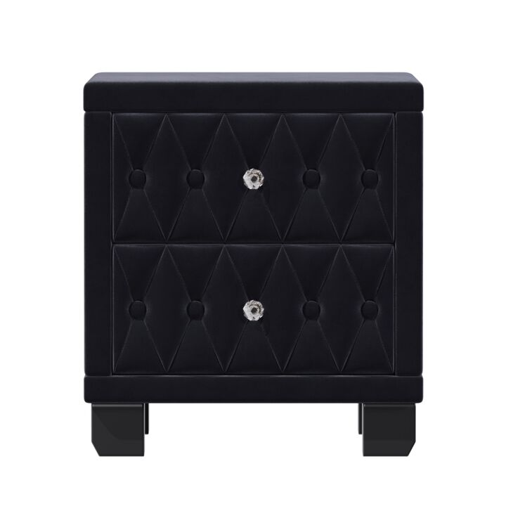 Worsal Button‑Tufted Velvet 2‑Drawer Nightstand