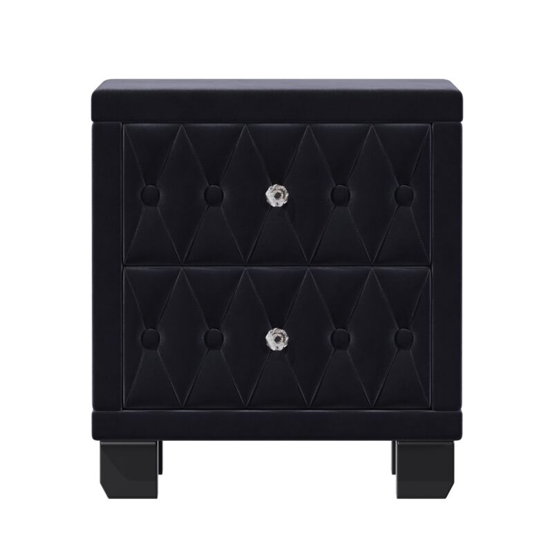 Worsal Button‑Tufted Velvet 2‑Drawer Nightstand image number 0