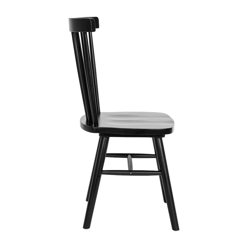 Flash Furniture Set of 2 Windsor Dining Chairs, Solid Wood Armless in Black image number 4