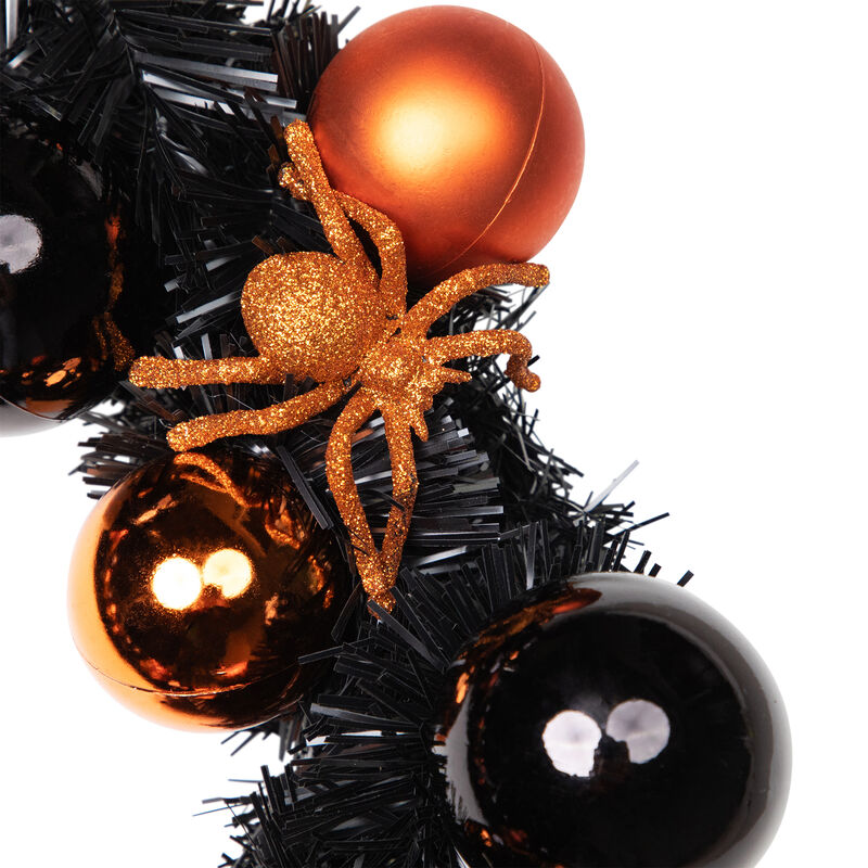 Orange Spiders and Ornaments Halloween Wreath  18-Inch  Unlit image number 4