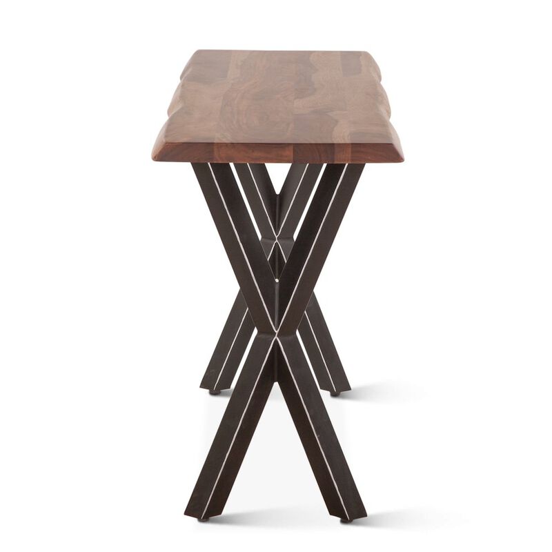 World Interiors Elliston 58 Console Table in Sheesham and Matte Black Iron