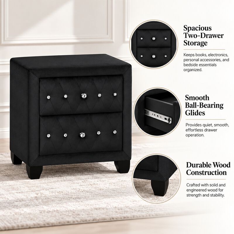 Ceralissiq Tufted 2-Drawer Nightstand image number 4