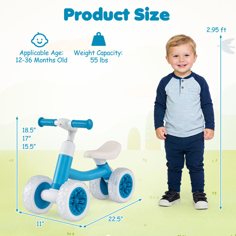 Baby Ride On Balance Bike with Adjustable Handlebar Seat and Light Up Wheels for Home image number 2