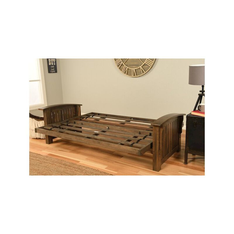Washington Frame-Rustic Walnut Finish-Linen Aqua Mattress image number 2