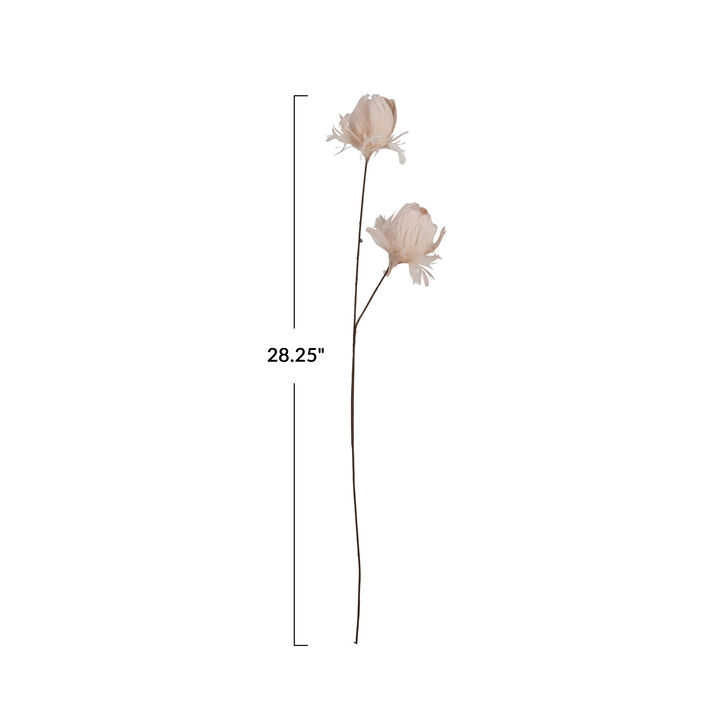 Organic Feather Flower Stem Decor, Pink