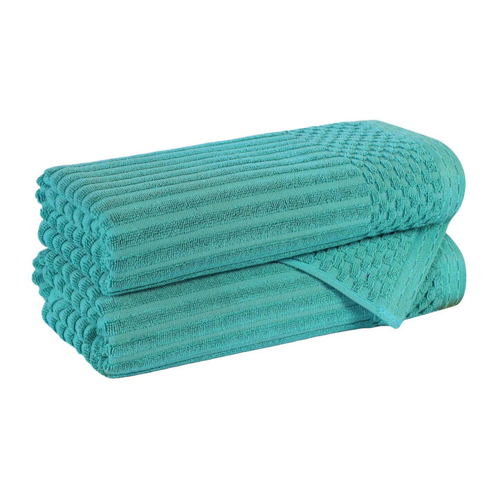 2-Piece Cotton Ribbed Bath Towel Set &ndash; Plush and Quick-Dry