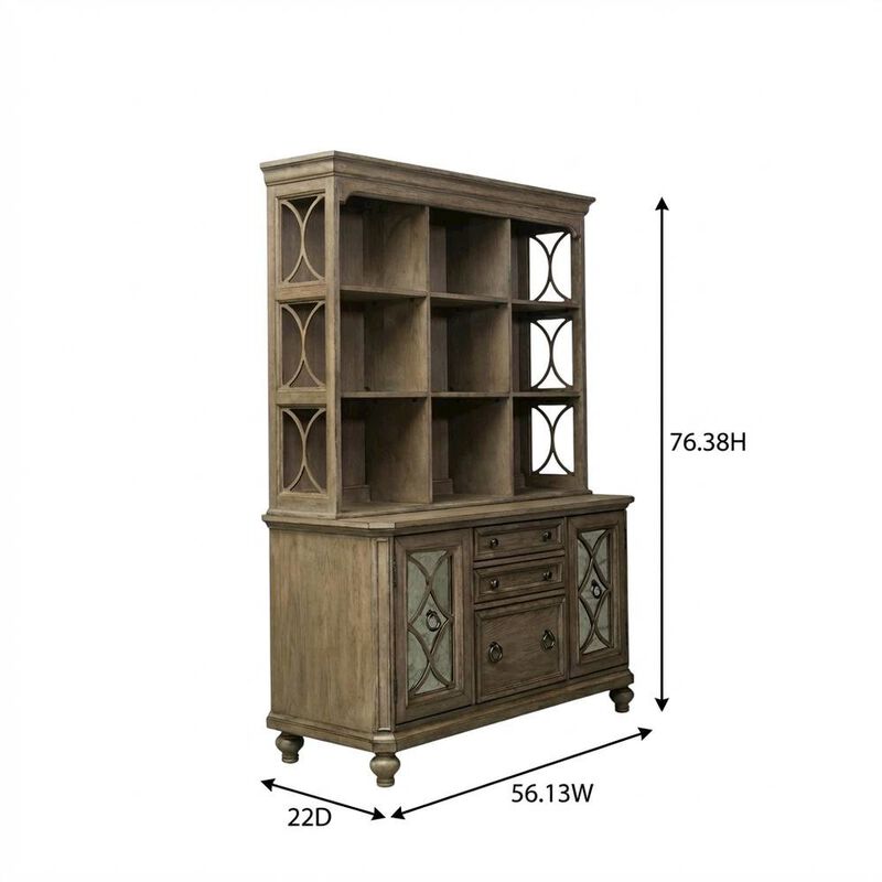 Liberty Furniture Brown Credenza and Hutch Set with Cottage Style Compact Storage image number 6