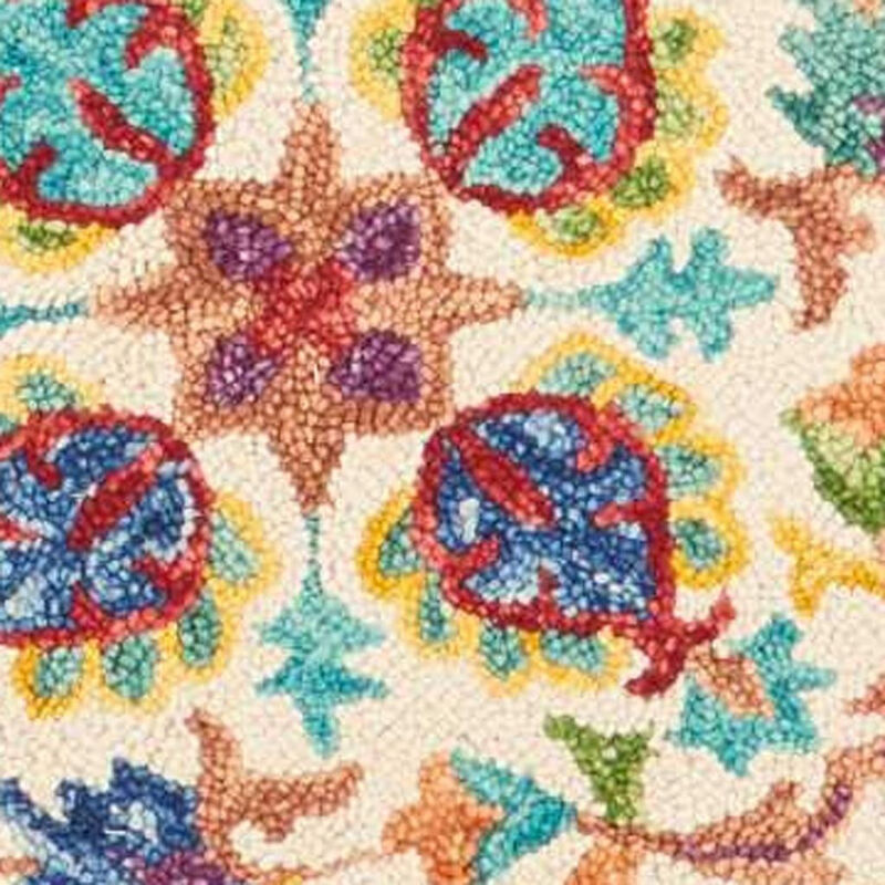 HomeRoots Wool Floral Hand Tufted Round Rug image number 2