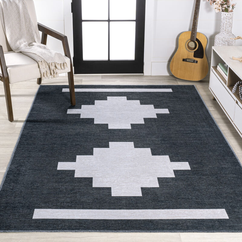 Adriel Geometric Tribal Medallion Machine Washable Area Rug
