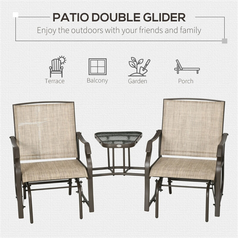 Double Patio Glider With Tea Table for Outdoor Spaces image number 4