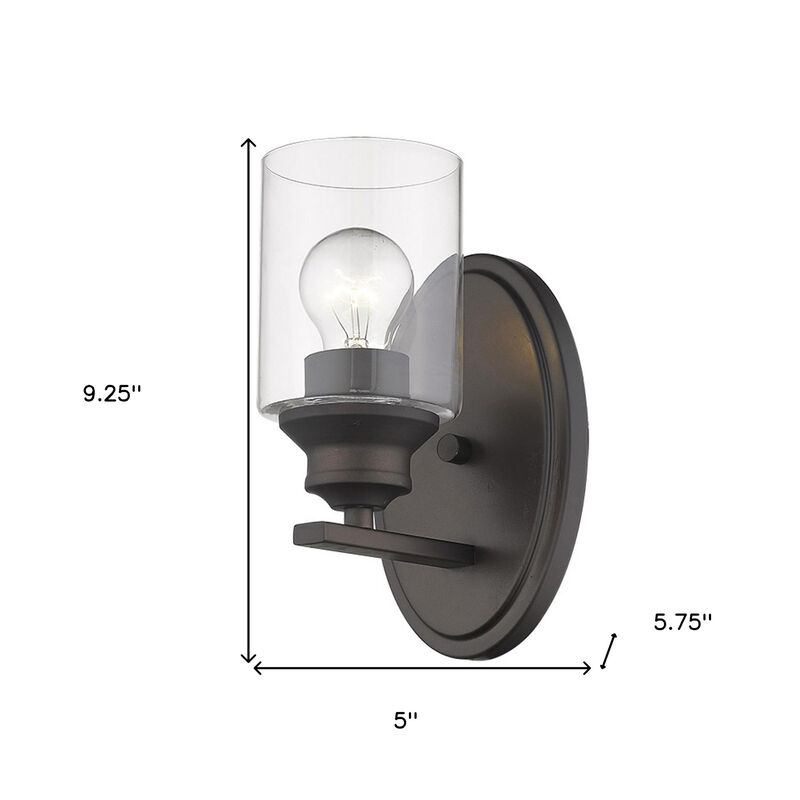 Hivvago One Light Bronze Wall Light with Clear Glass Shade