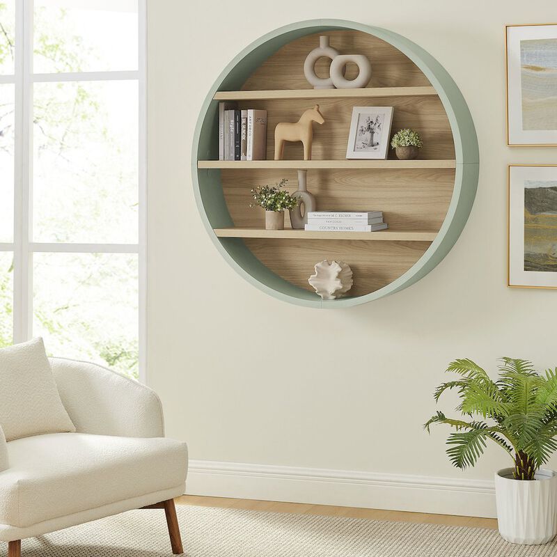 Romy 47" Round Wall Book Shelf image number 8