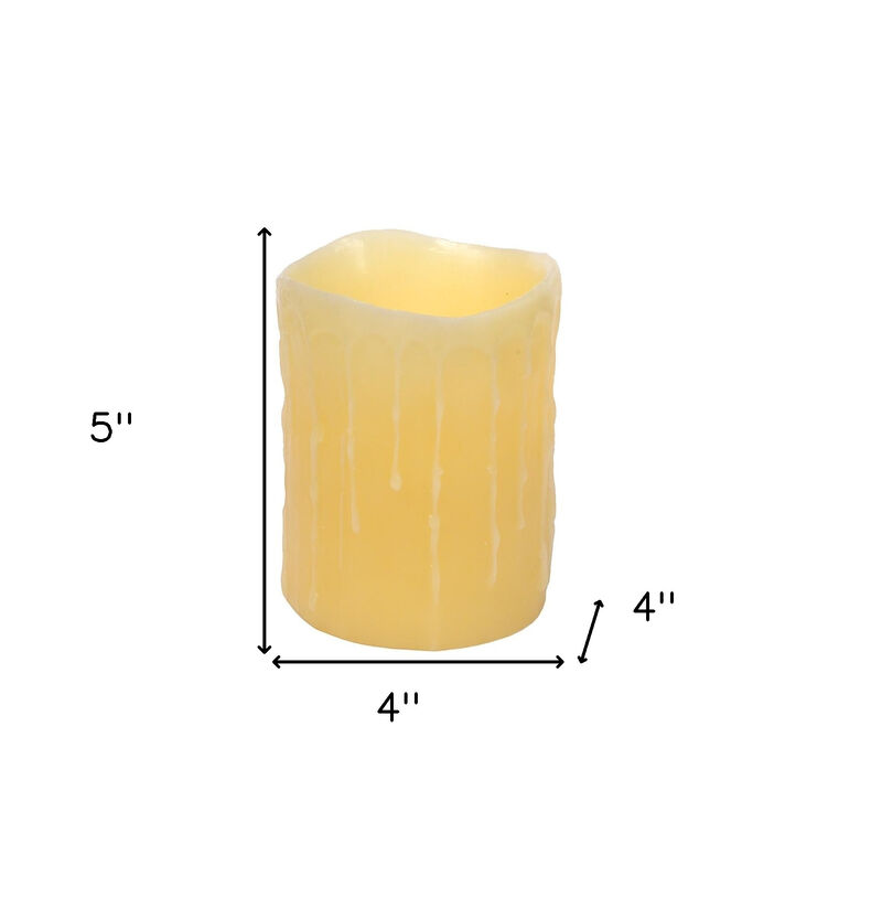 HomeRoots Set of Three Yellow Flameless Pillar Candle image number 3