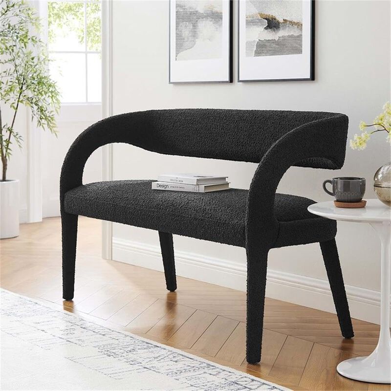 Modway Pinnacle Boucle Fabric Accent Bench in Black image number 1