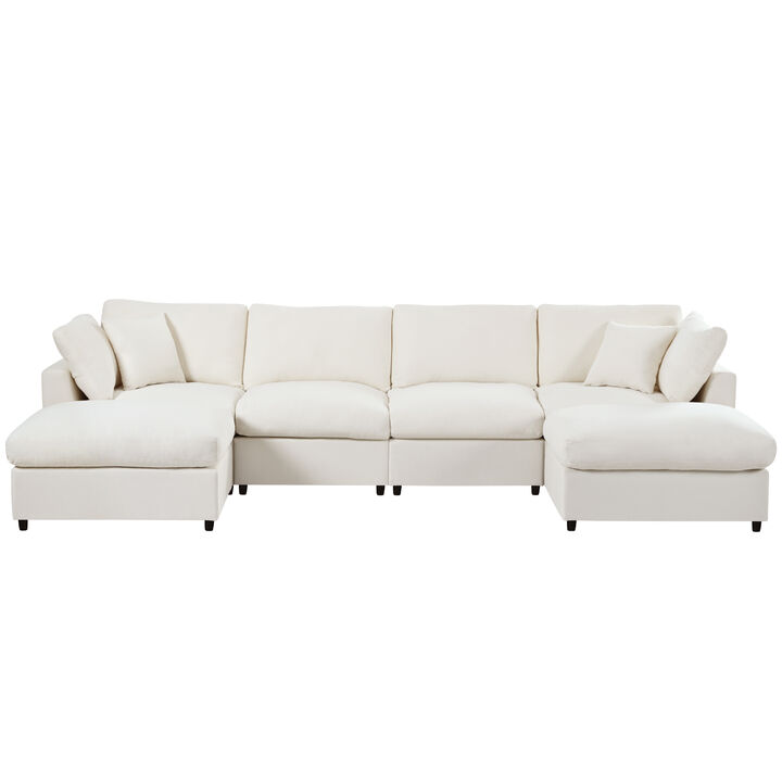 Spudmo 128" Large U-Shaped Sectional Sofa