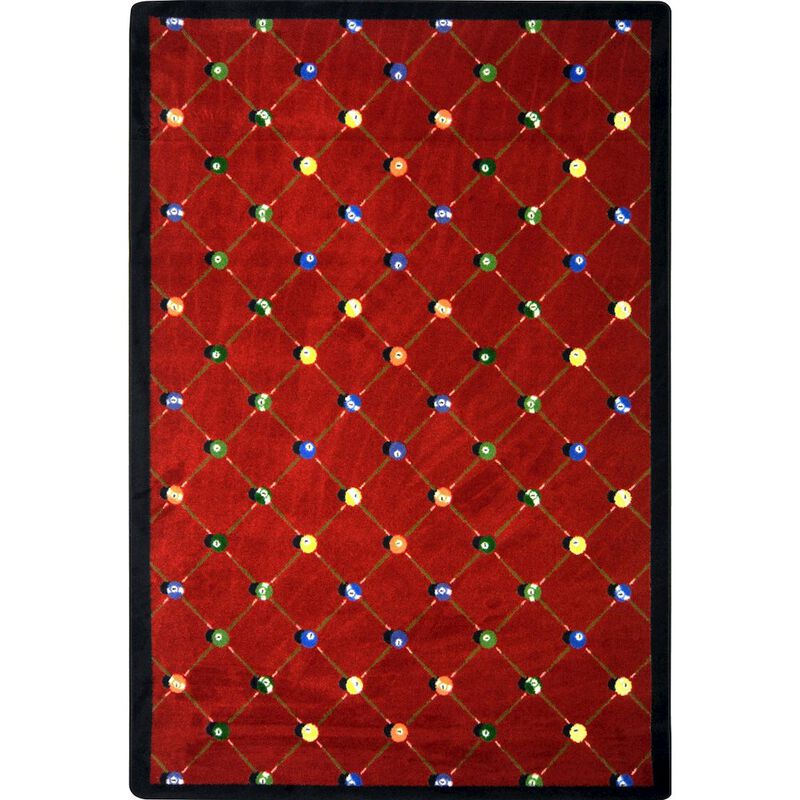 Joy Carpets Games People Play Billiards 5'4 x 7'8 Area Rug in Color Red