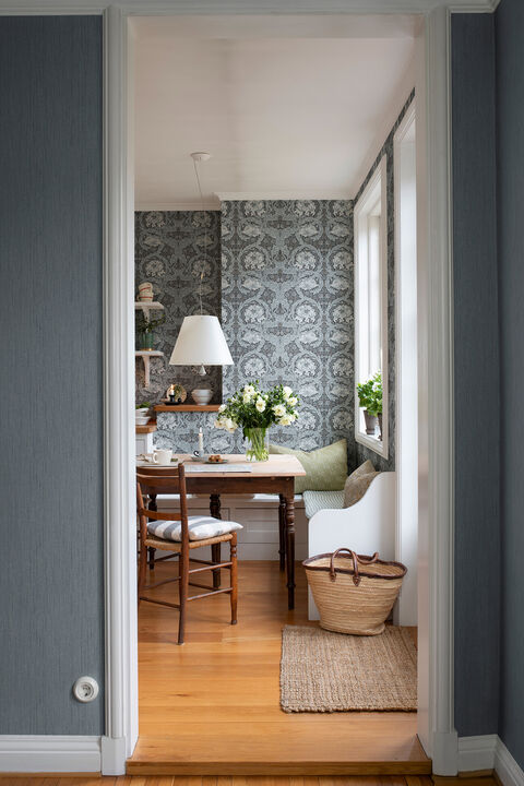 African Marigold Dark Blue Floral Wallpaper