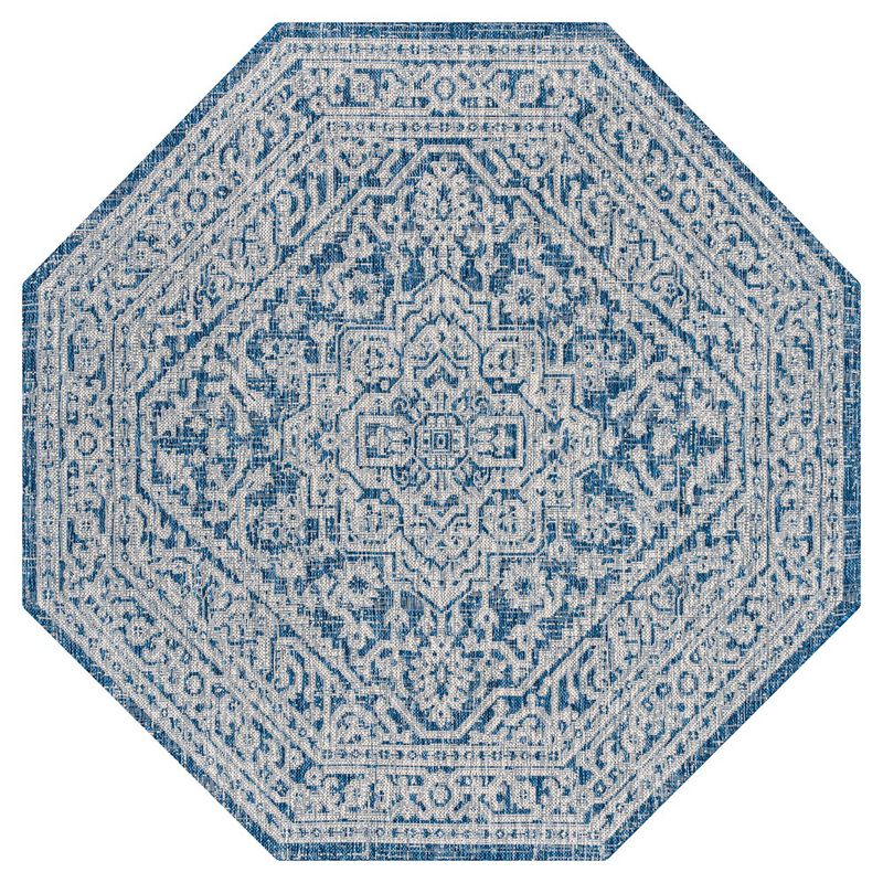 Sinjuri Medallion Textured Weave Octagon Indoor/Outdoor Area Rug