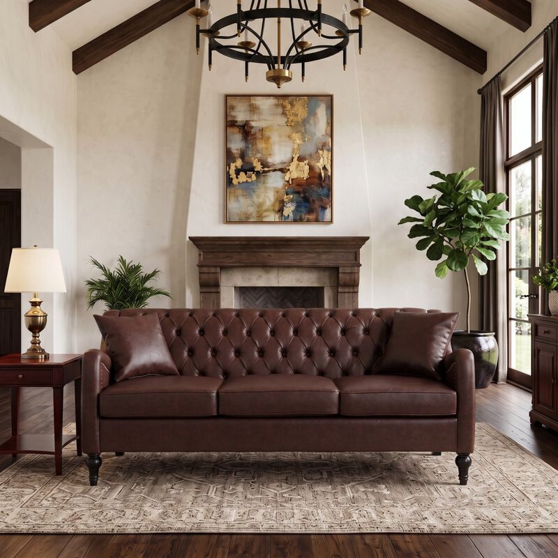 Zutung PU Leather 3‑Seater Sofa image number 1