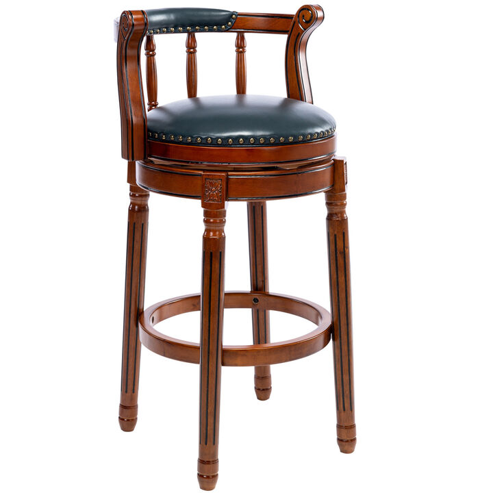 Bar Stools Seat Height 29.5'' Leather Wooden Bar Stools(Dark Blue 1pc)