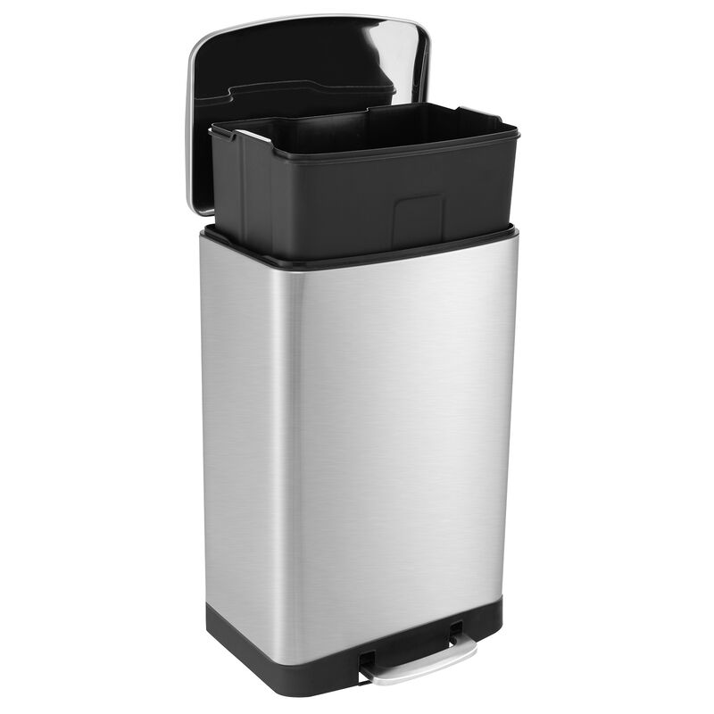 13.2 Gal Stainless Steel Trash Can with Lock Device-Sliver
